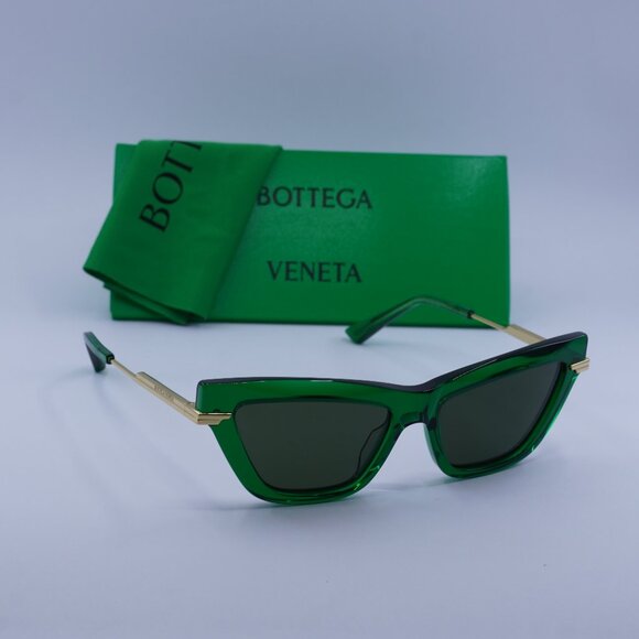 Bottega Veneta BV1241S 003 Cat Eye Sunglasses - Transparent Green/Gold/Green main image 11
